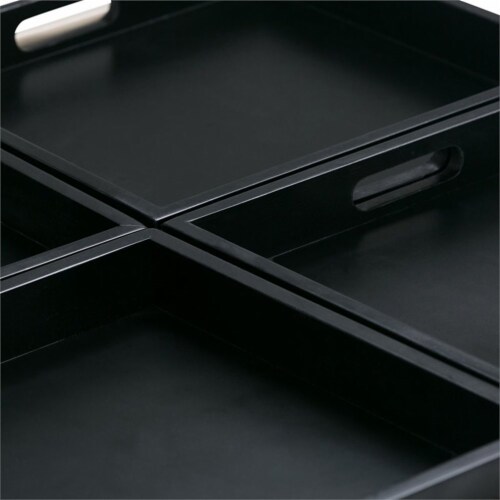Atlin Designs Faux Leather Coffee Table Ottoman in Black Perspective: top