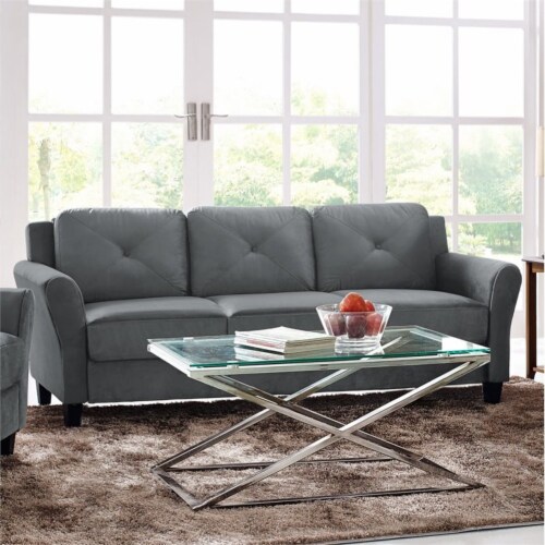 Dark gray sales microfiber couch