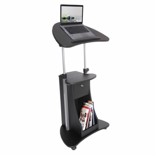 Scranton & Co Deluxe Height Adjustable Laptop Cart in Black Perspective: top