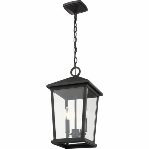 Z-Lite Beacon 2 Light 18  Clear Glass Aluminum Outdoor Pendant in Black Perspective: top