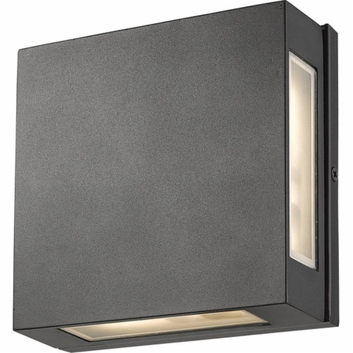 Z-Lite Quadrate 2 Light 9  Glass Aluminum Outdoor LED Wall Sconce in Black Perspective: top