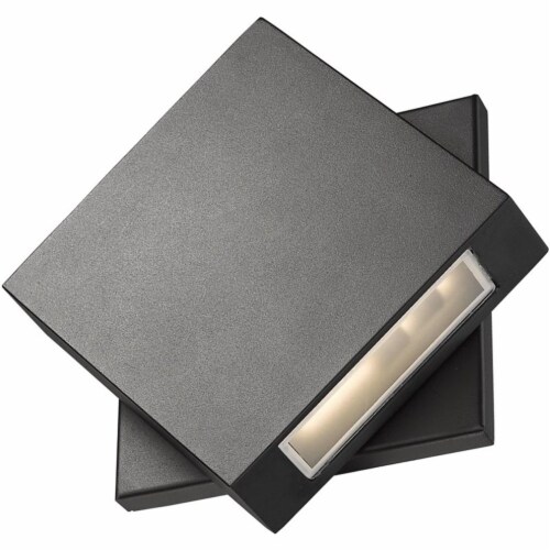 Z-Lite Quadrate 9  Sand Blast Glass Aluminum Outdoor LED Wall Sconce in Black Perspective: top