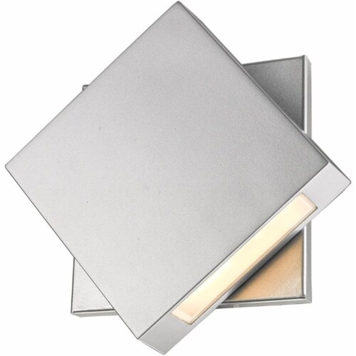 Z-Lite Quadrate 9  Sand Blast Glass Aluminum Outdoor LED Wall Sconce in Silver Perspective: top
