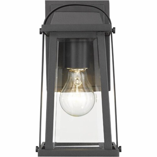 Z-Lite Millworks Clear Glass Aluminum Outdoor Wall Sconce in Black Perspective: top