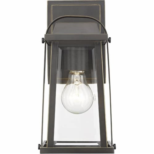 Z-Lite Millworks Clear Glass Aluminum Outdoor Wall Sconce in Bronze Perspective: top