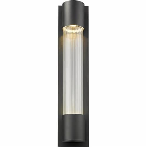 Z-Lite Striate 2 Light 24  Clear Glass Aluminum Outdoor LED Wall Sconce in Black Perspective: top