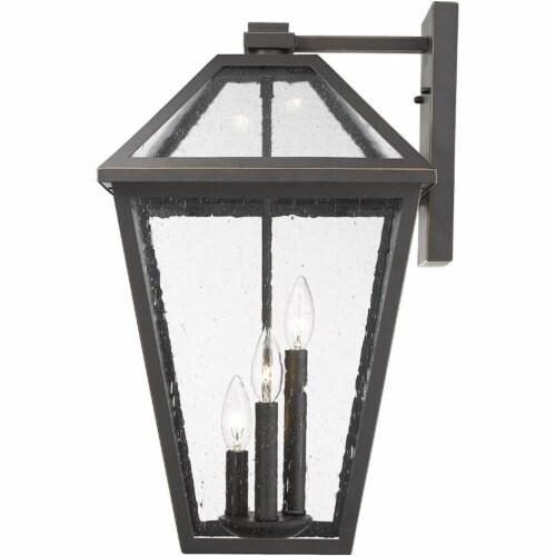 Z-Lite Talbot 3 Light 21  Seedy Glass Steel Outdoor Wall Sconce in Bronze Perspective: top