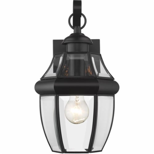 Z-Lite Westover 14"" Clear Glass Brass Outdoor Wall Sconce in Black Perspective: top