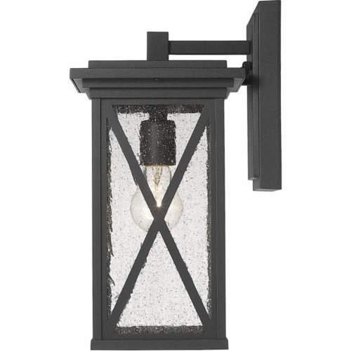Z-Lite Brookside 15  Seedy Glass Aluminum Outdoor Wall Sconce in Black Perspective: top