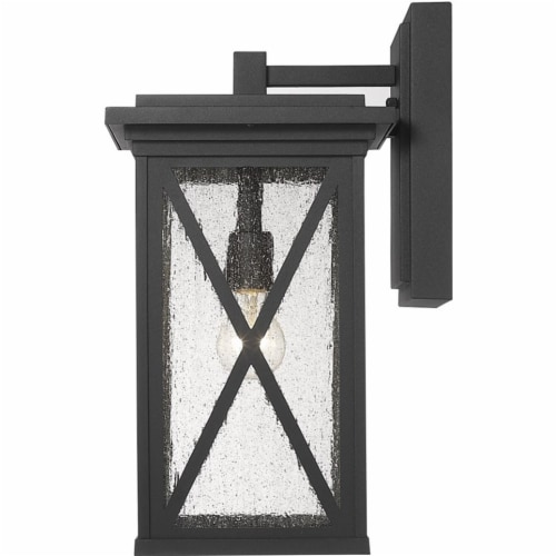 Z-Lite Brookside 18  Seedy Glass Aluminum Outdoor Wall Sconce in Black Perspective: top