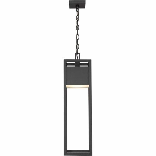 Z-Lite Barwick 27  Etched Glass Aluminum Outdoor LED Pendant in Black Perspective: top