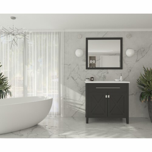Wimbledon - 36 - Espresso Cabinet + Matte White VIVA Stone Solid Surface Countertop Perspective: top