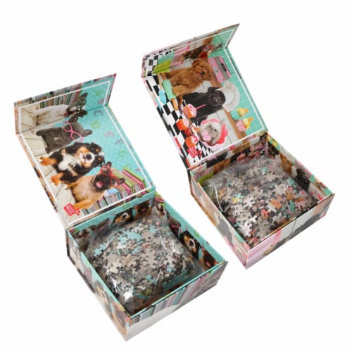 Set of 2 Keepsakes 500 Piece Jigsaw Puzzles | Dogs Having Fun Perspective: top