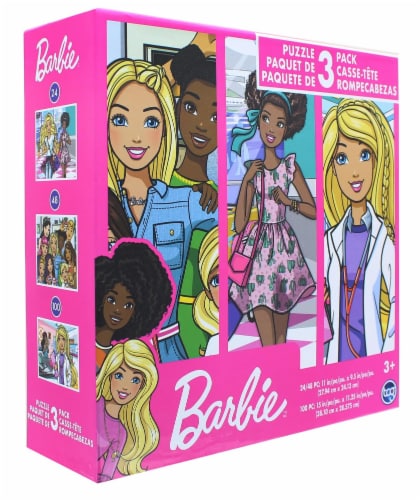Barbie Jigsaw Puzzle 3 Pack |  24, 48, & 100 Pieces Perspective: top