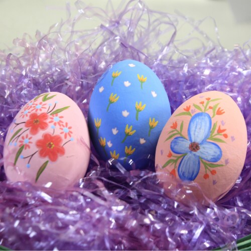 Easter Floral Eggs Paper Mache Hand-Painted Paper Mache Vi0854 Blue Perspective: top
