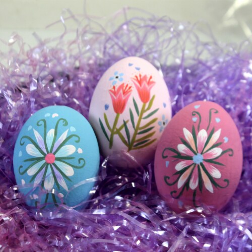Easter Floral Eggs Paper Mache Hand-Painted Paper Mache Vi0854 Rose Perspective: top
