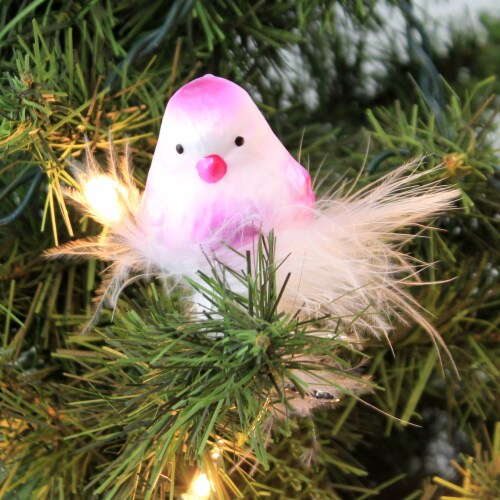 Inge Glas Spring Bird Glass Clip-On Ornament 10114S021 Pink Perspective: top