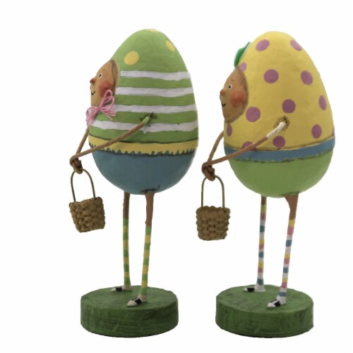 Lori Mitchell Eggland's Best Duo Polyresin Easter Crazy Socks Baskets 80059. Perspective: top