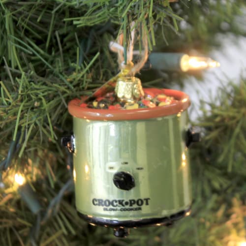 Holiday Ornament Vintage Crockpot Glass Slow Cooker Instant Pot Dinner Go6531 Perspective: top