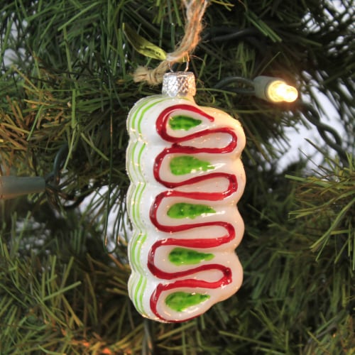 Holiday Ornament Ribbon Candy Glass Sweet Treats Old Fashion Hard Go6983 Green Perspective: top