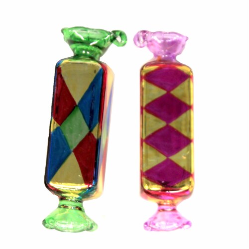 Holiday Ornament Festive Wrapped Candy Set / 4 Sweet Sugar Treats Eat Go4542 Perspective: top