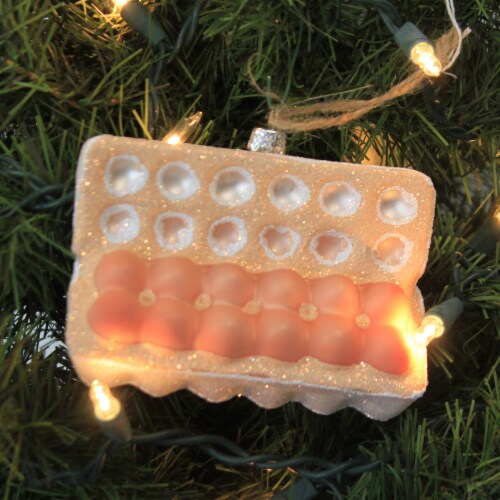 Holiday Ornament Dozen Of Organic Eggs Glass Farm Fresh Carton Chicken Go4345 Perspective: top