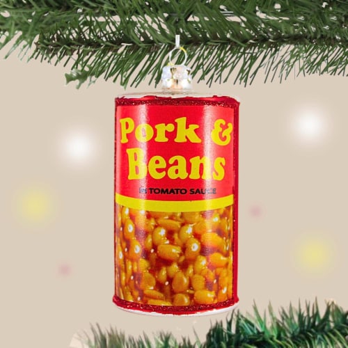 Holiday Ornament Can Of Pork & Beans Glass Ornament Dinner Van Camps Go6506 Perspective: top