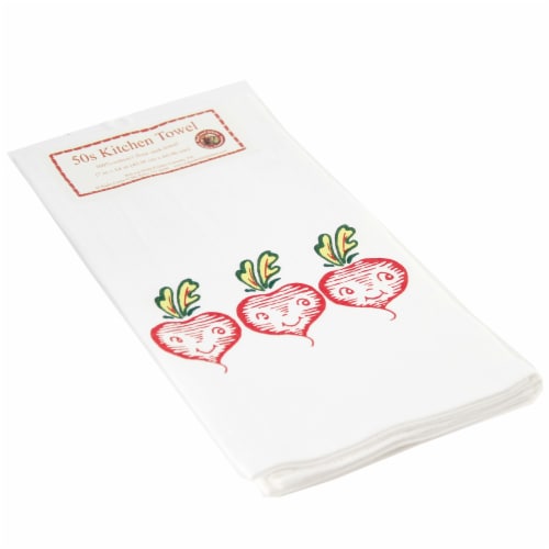 Decorative Towel Retro Radishes Kitchen 100% Cotton Vegetable Vl96 Perspective: top