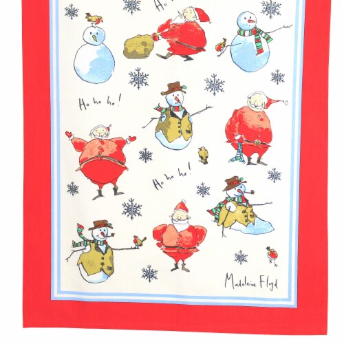 Tabletop Santa & Snowman Tea Towel Cotton Madeleine Floyd 022Msa Perspective: top