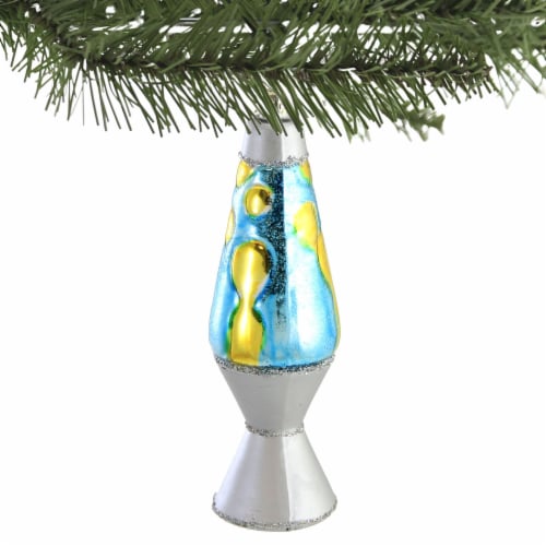 Holiday Ornament Lava Lamp Glass Ornament Retro 60S 70S Slime Go8357 Blue Perspective: top