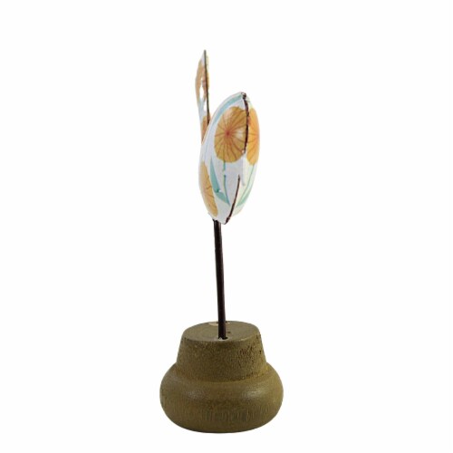 Home Decor Mod Floral Bird On Stand Metal Mother's Dayy Cb176161 Orange Perspective: top