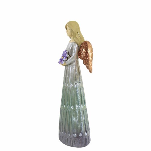 Figurine Angel Holding Flower Polyresin Mother's Day Spring Er63859 Purple Perspective: top
