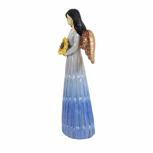Figurine Angel Holding Flower Polyresin Mother's Day Spring Er63859 Yellow Perspective: top
