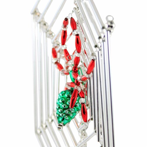 Santa Land The Beaded Christmas Spider Glass Ornament Web Czech Luck 21R1020 Perspective: top