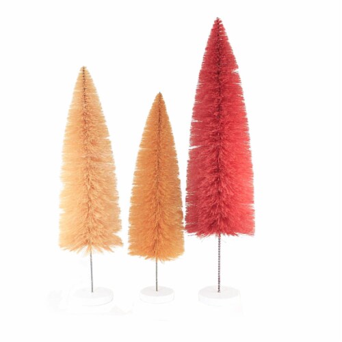 Christmas Rose Rainbow Trees Plastic Bottle Brush Set Of 3 Ms6639ro Perspective: top