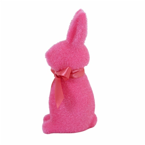 Easter Flocked Button Nose Rabbit Spring Decoration Bunny Fuzzy Wh0133 Hot Pink Perspective: top