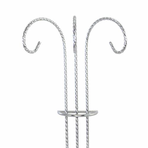 Christmas Silver 3 Ornament Wall Stand Metal 3 Hooks Flat Back Displayer Bb474s Perspective: top