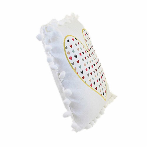 Valentine's Day Heart Pillow With Pom Poms Love Home Decor Cb177057 Heart Perspective: top