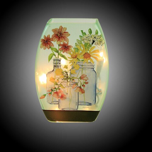Stony Creek Mason Jar Blooms Lit Small Vase Electric Flowers Mother's Day Bfb2375 Coral Perspective: top