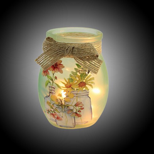 Stony Creek Mason Jar Blooms Lit Small Jar Electric Flowers Mother's Day Bfb2280 Coral Perspective: top