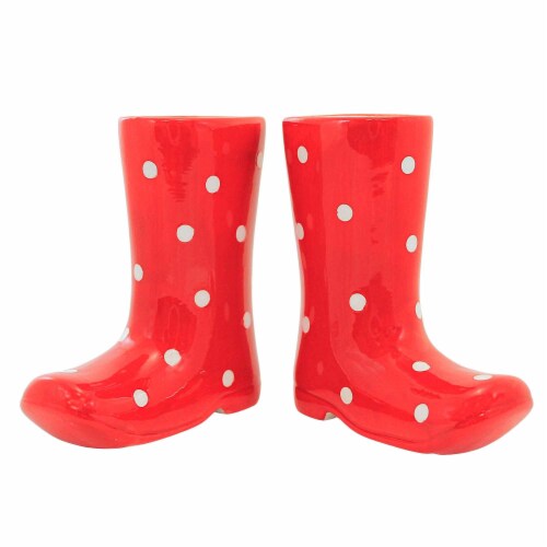 Home Decor Rain Boot Bud Vase Dolomite Wellies Polka Dots A5227