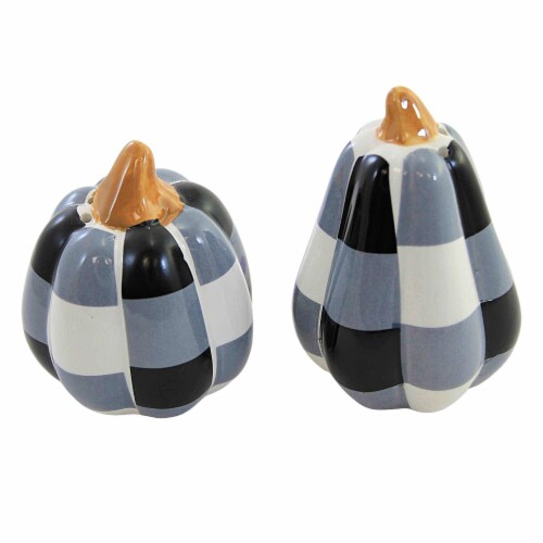 Tabletop Pumpkin Salt And Pepper Shaker Dolomite Halloween Fall H8400 Black Perspective: top