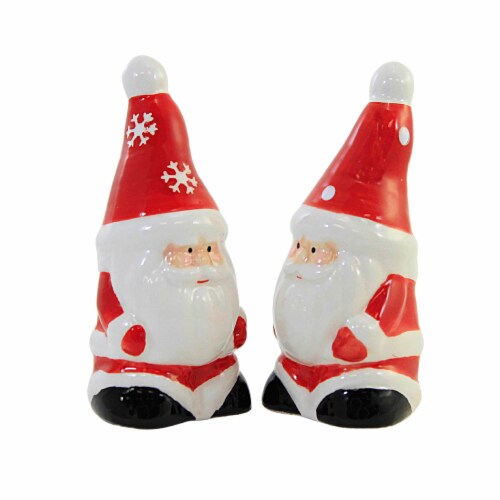 Tabletop Santa Salt & Pepper Shaker Set Christmas Claus Y1321 Snowflake Perspective: top