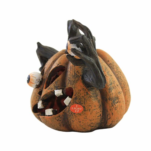 Halloween Silly Eyes Pumpkins Polyresin Lighted LED Th00693 One Eye Perspective: top