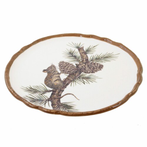 Tabletop Woodland Critter Plate Ceramic Cocktail Pinecones Th00655 Mouse Perspective: top