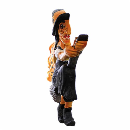 Halloween Witch Wall Decoration Paper Mache Vintage-Style Broom Pm223w Perspective: top