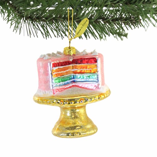Holiday Ornament Rainbow Cake Glass Six Layers Pedestal Stand Go8128 Perspective: top