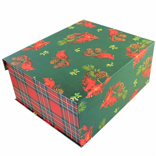 Christmas Lrg Magnetic Closure Box.. Rigid Christmas Decor Gift 1840Cardinal Perspective: top