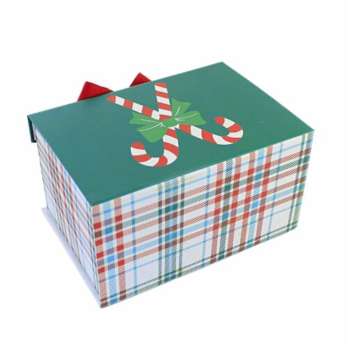 Christmas Magnetic Closure Box Small Rigid Christmas Decor Gift 1925Candycane Perspective: top