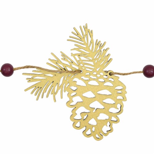 Christmas Snowflake/Pinecone Garland Plywood Beads Winter Mx179885 Pinecones Perspective: top